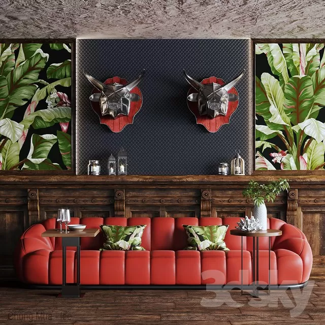 3DSKYFREE – LIVINGROOM - SOFA - LONG 3DS MAX MODELS