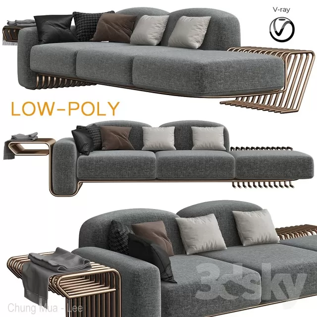 3DSKYFREE – LIVINGROOM - SOFA - LONG 3DS MAX MODELS