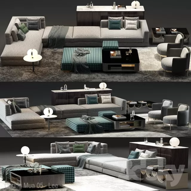 3DSKYFREE – LIVINGROOM - SOFA - SECTIONAL 3DS MAX MODELS