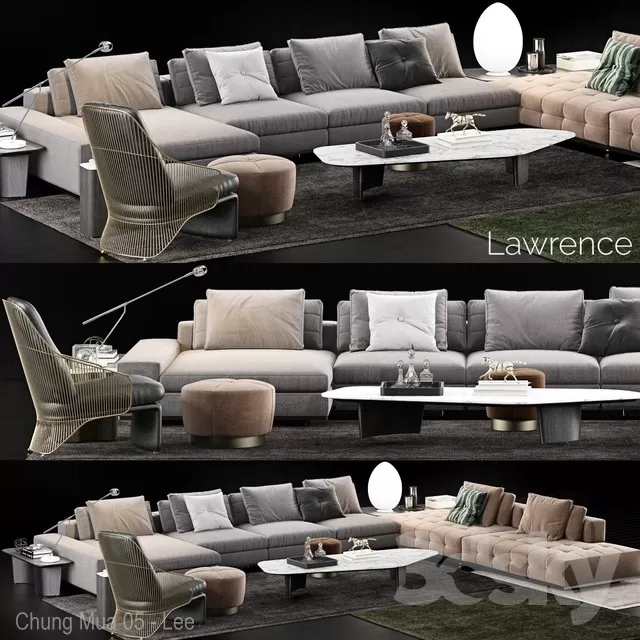 3DSKYFREE – LIVINGROOM - SOFA - SECTIONAL 3DS MAX MODELS