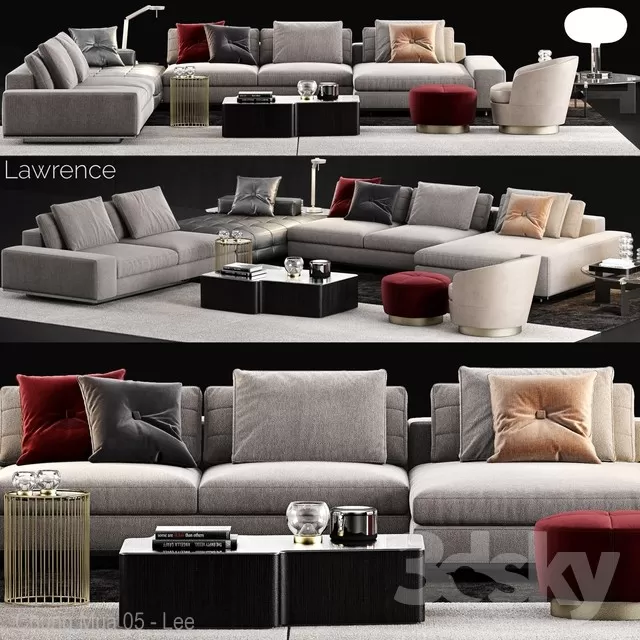 3DSKYFREE – LIVINGROOM - SOFA - SECTIONAL 3DS MAX MODELS