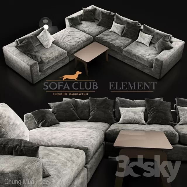 3DSKYFREE – LIVINGROOM - SOFA - SECTIONAL 3DS MAX MODELS