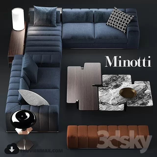 3DSKYFREE – LIVINGROOM - SOFA - SECTIONAL 3DS MAX MODELS