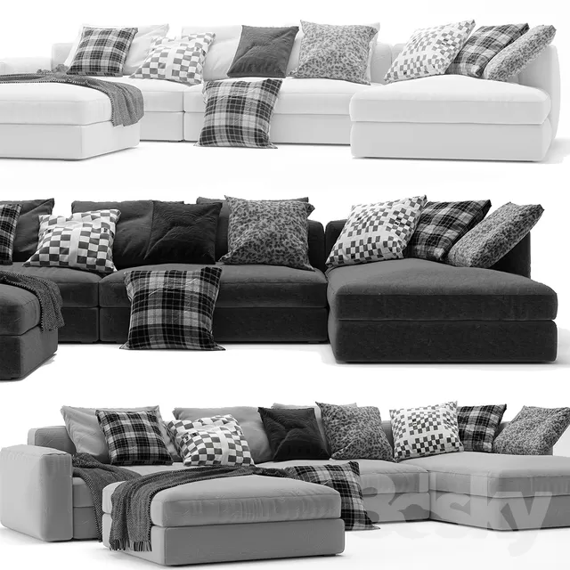 3DSKYFREE – LIVINGROOM - SOFA - SECTIONAL 3DS MAX MODELS