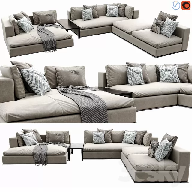 3DSKYFREE – LIVINGROOM - SOFA - SECTIONAL 3DS MAX MODELS