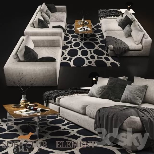 3DSKYFREE – LIVINGROOM - SOFA - SECTIONAL 3DS MAX MODELS