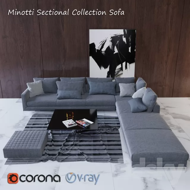 3DSKYFREE – LIVINGROOM - SOFA - SECTIONAL 3DS MAX MODELS