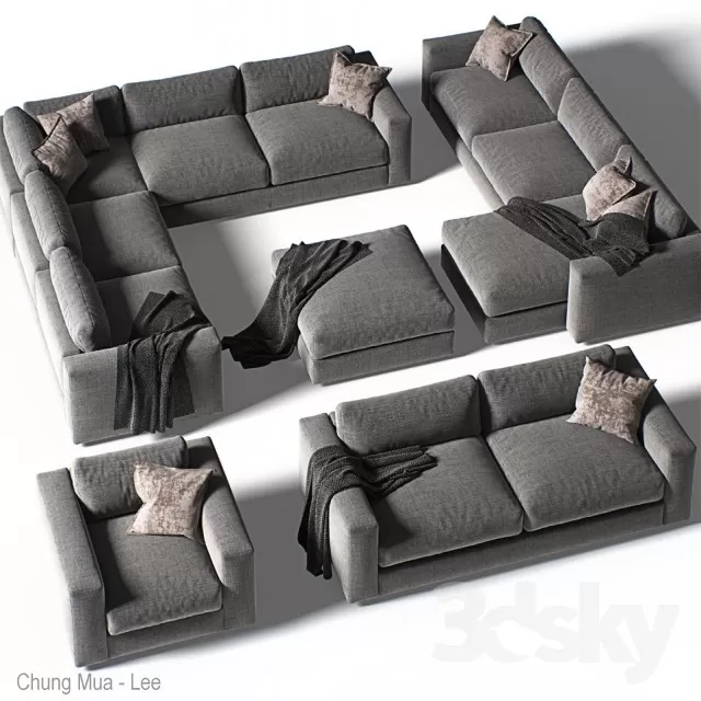 3DSKYFREE – LIVINGROOM - SOFA - SECTIONAL 3DS MAX MODELS
