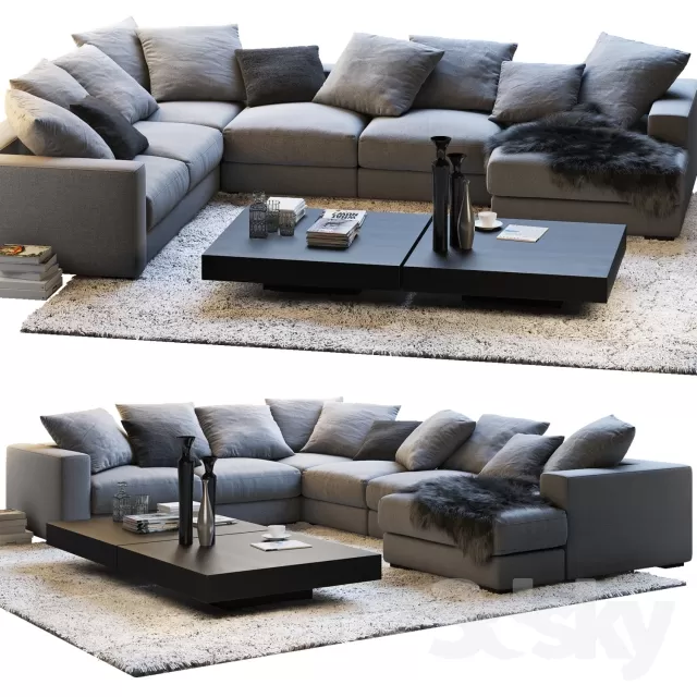 3DSKYFREE – LIVINGROOM - SOFA - SECTIONAL 3DS MAX MODELS
