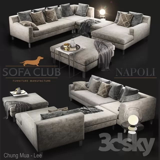 3DSKYFREE – LIVINGROOM - SOFA - SECTIONAL 3DS MAX MODELS