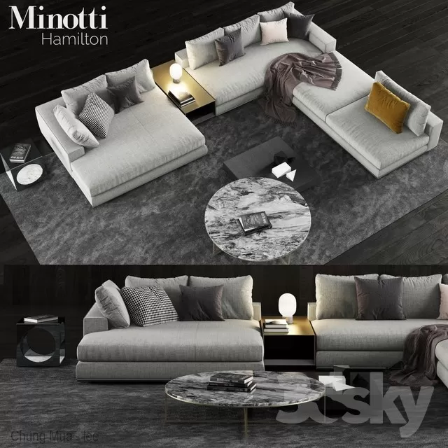 3DSKYFREE – LIVINGROOM - SOFA - SECTIONAL 3DS MAX MODELS