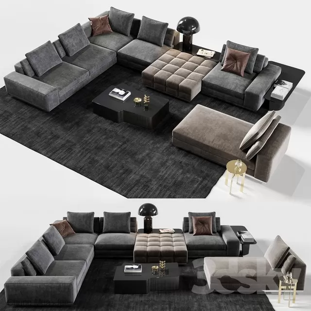 3DSKYFREE – LIVINGROOM - SOFA - SECTIONAL 3DS MAX MODELS