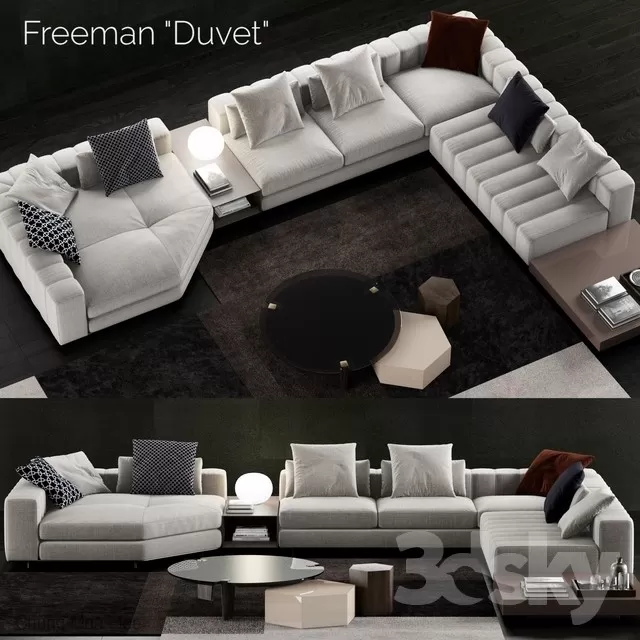 3DSKYFREE – LIVINGROOM - SOFA - SECTIONAL 3DS MAX MODELS
