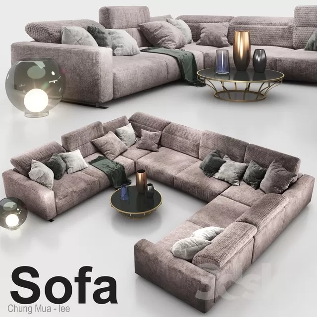 3DSKYFREE – LIVINGROOM - SOFA - SECTIONAL 3DS MAX MODELS