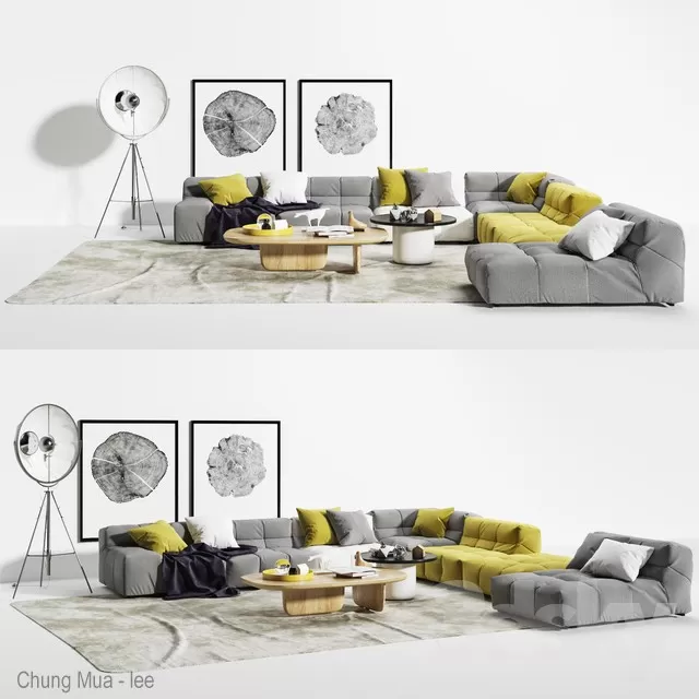 3DSKYFREE – LIVINGROOM - SOFA - SECTIONAL 3DS MAX MODELS
