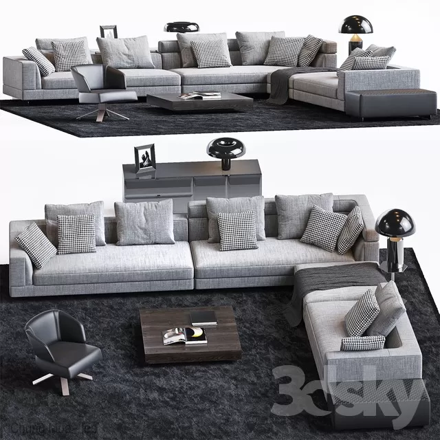 3DSKYFREE – LIVINGROOM - SOFA - SECTIONAL 3DS MAX MODELS