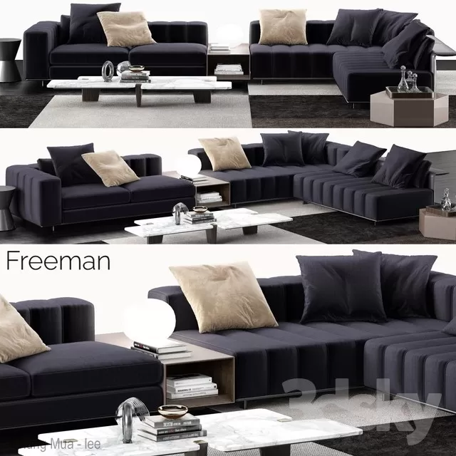 3DSKYFREE – LIVINGROOM - SOFA - SECTIONAL 3DS MAX MODELS