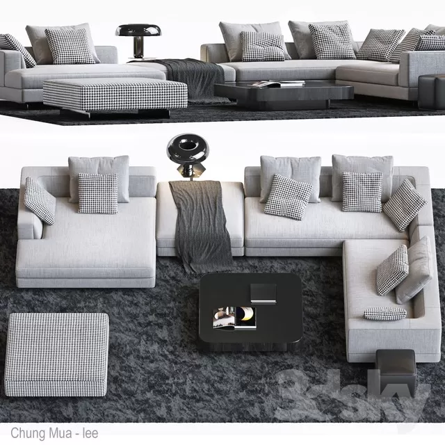 3DSKYFREE – LIVINGROOM - SOFA - SECTIONAL 3DS MAX MODELS