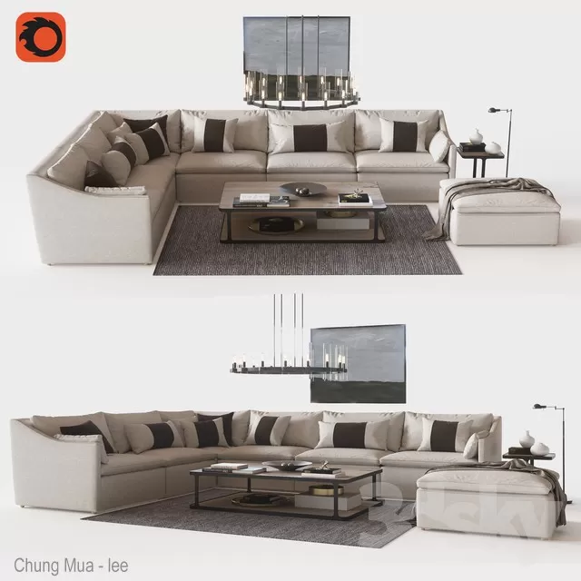 3DSKYFREE – LIVINGROOM - SOFA - SECTIONAL 3DS MAX MODELS