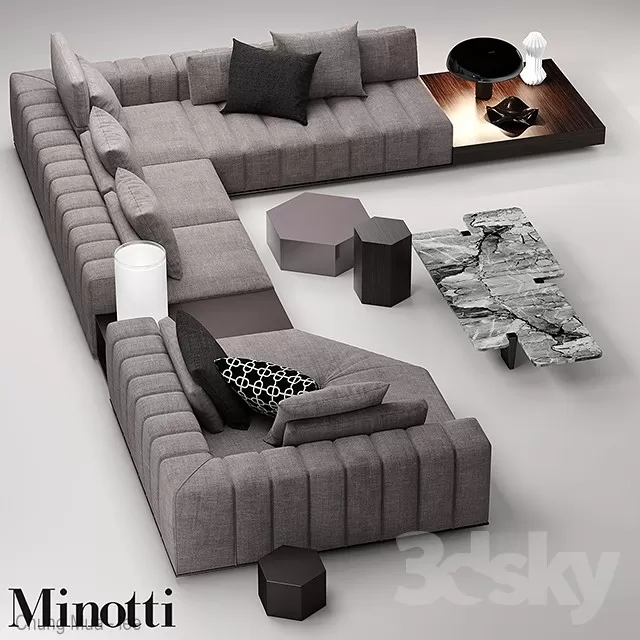 3DSKYFREE – LIVINGROOM - SOFA - SECTIONAL 3DS MAX MODELS