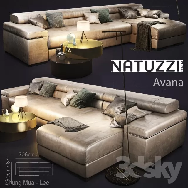 3DSKYFREE – LIVINGROOM - SOFA - SECTIONAL 3DS MAX MODELS