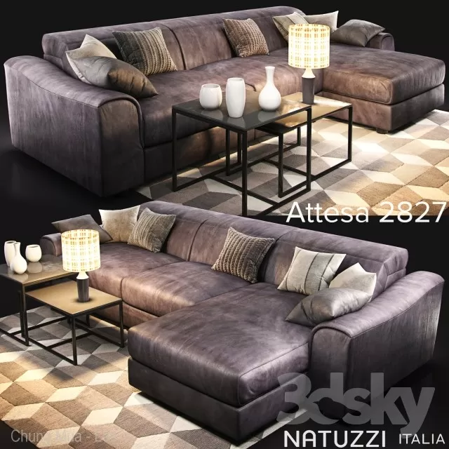 3DSKYFREE – LIVINGROOM - SOFA - SECTIONAL 3DS MAX MODELS
