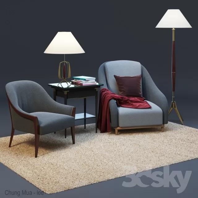 3DSKYFREE – LIVINGROOM - SOFA - SINGLE 3DS MAX MODELS