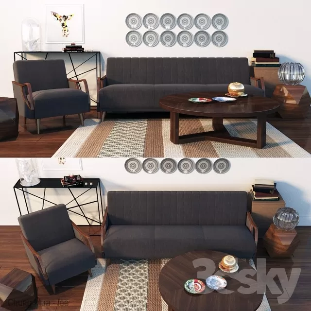 3DSKYFREE – LIVINGROOM - SOFA - WOOD 3DS MAX MODELS