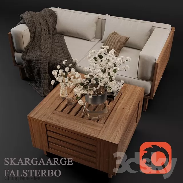 3DSKYFREE – LIVINGROOM - SOFA - WOOD 3DS MAX MODELS