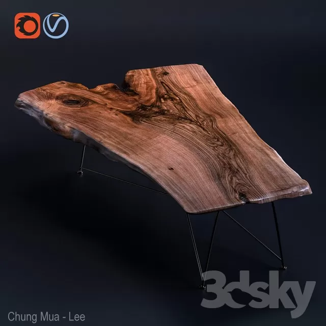 3DSKYFREE – LIVINGROOM - TABLE - WOOD SLABS 3DS MAX MODELS