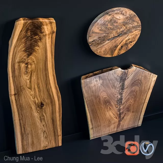 3DSKYFREE – LIVINGROOM - TABLE - WOOD SLABS 3DS MAX MODELS