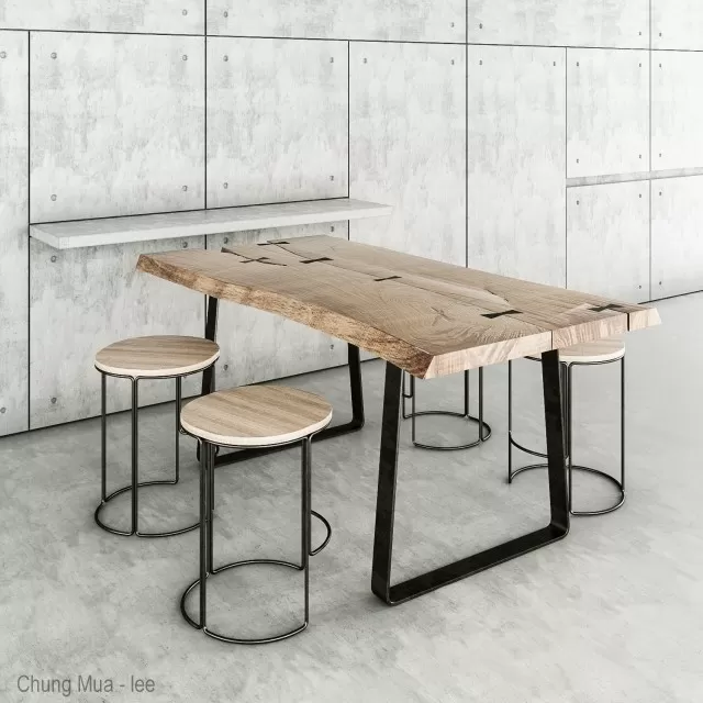 3DSKYFREE – LIVINGROOM - TABLE - WOOD SLABS 3DS MAX MODELS