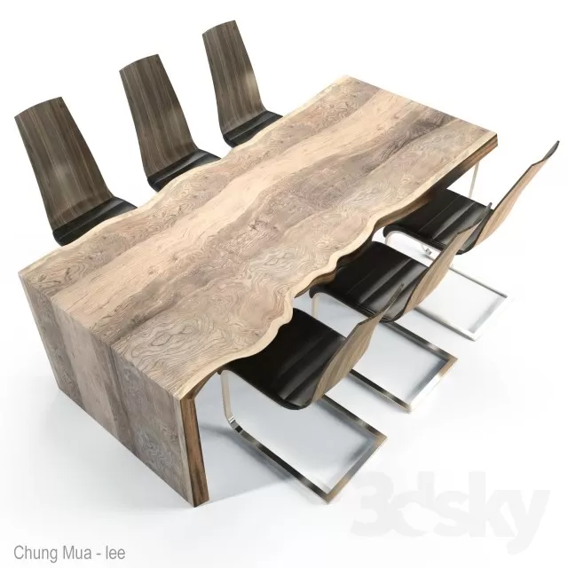 3DSKYFREE – LIVINGROOM - TABLE - WOOD SLABS 3DS MAX MODELS