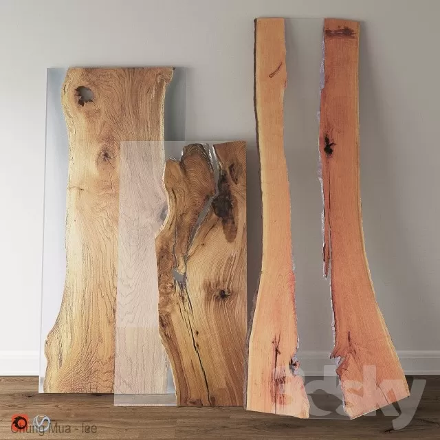 3DSKYFREE – LIVINGROOM - TABLE - WOOD SLABS 3DS MAX MODELS