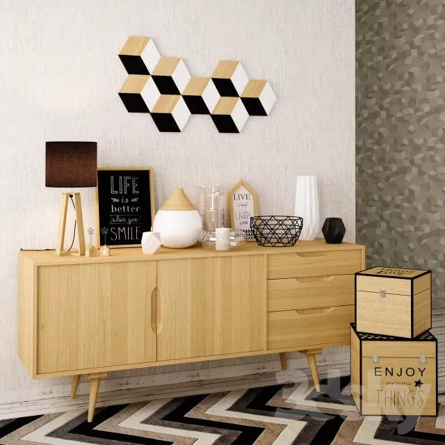3DSKYFREE – SIDEBOARD - CHEST OF DRAWER 3DS MAX MODELS