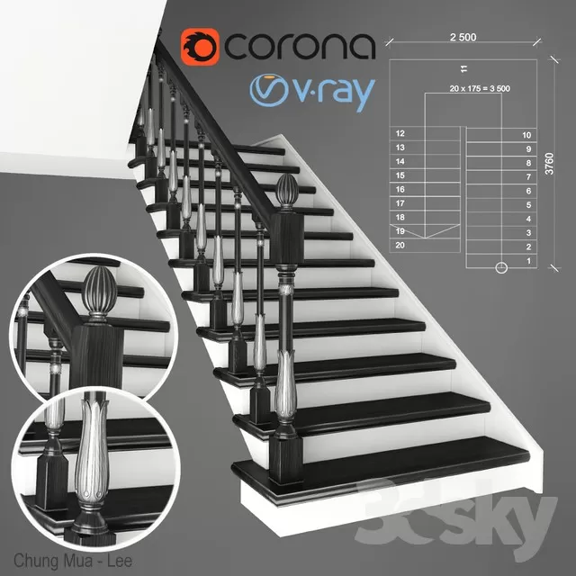3DSKYFREE – STAIR 3DS MAX MODELS
