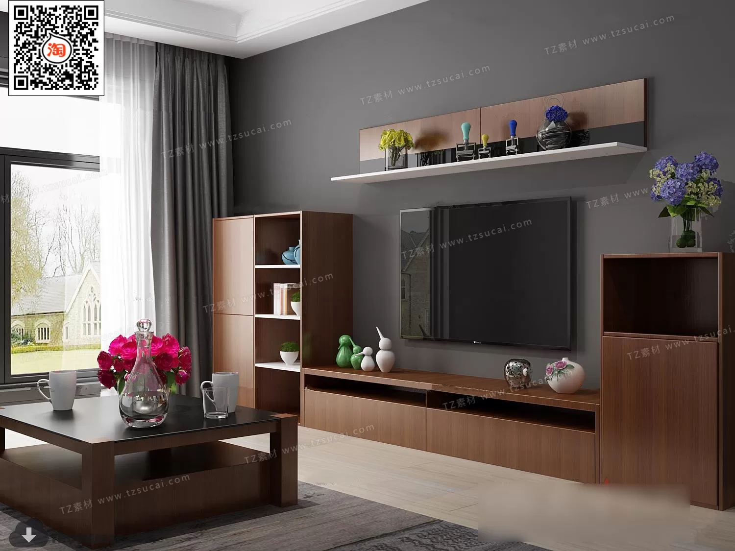 3DSKYFREE – TV SHELF 3DS MAX MODELS