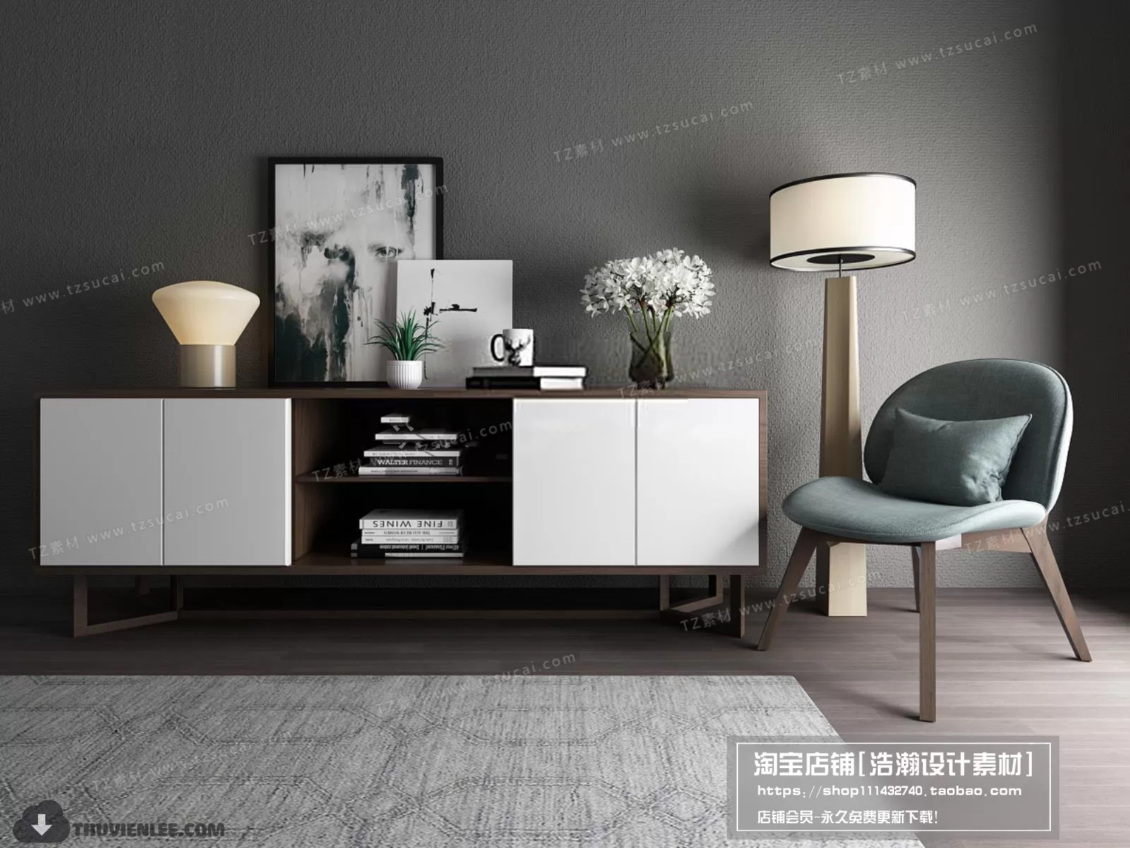 3DSKYFREE – TV SHELF 3DS MAX MODELS