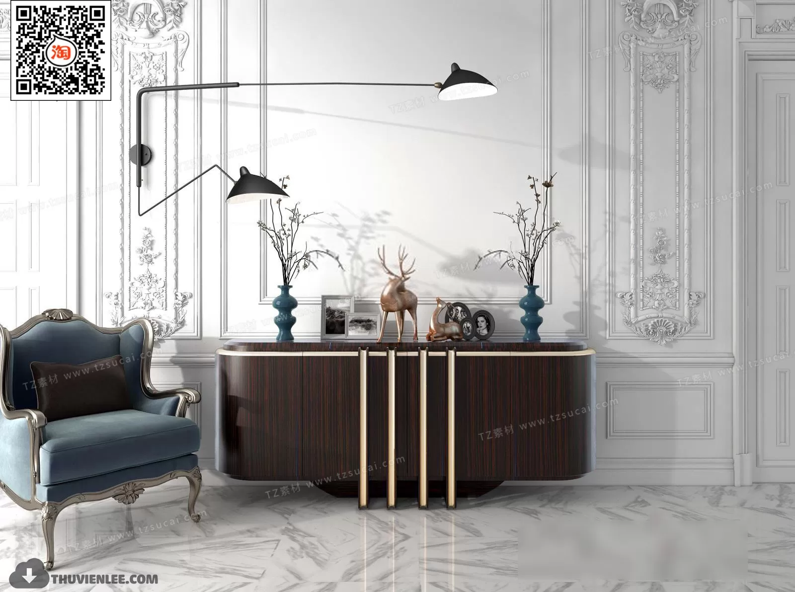 3DSKYFREE – TV SHELF 3DS MAX MODELS