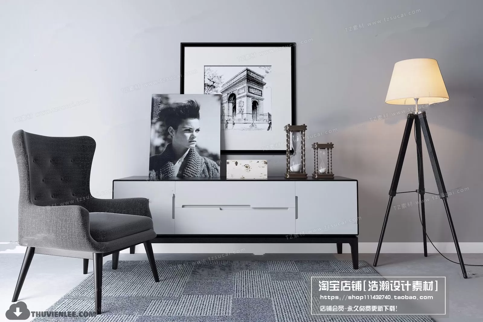 3DSKYFREE – TV SHELF 3DS MAX MODELS