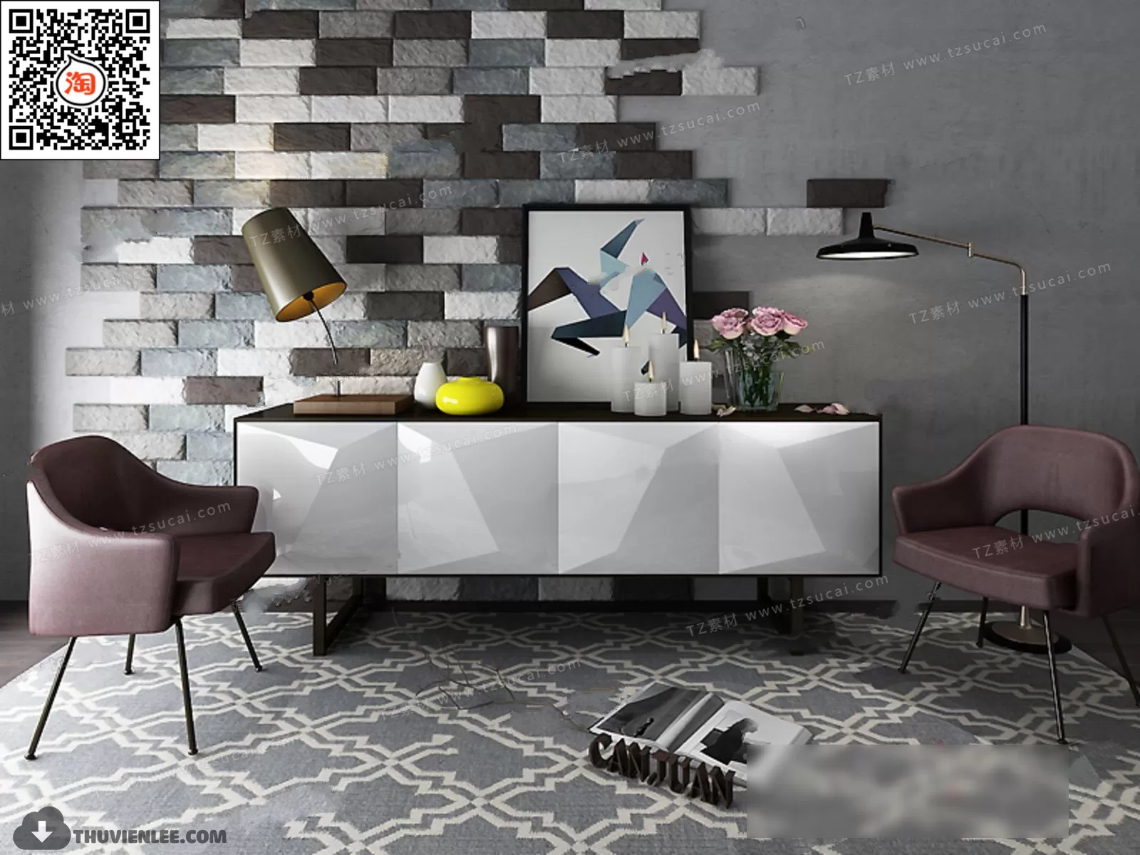 3DSKYFREE – TV SHELF 3DS MAX MODELS