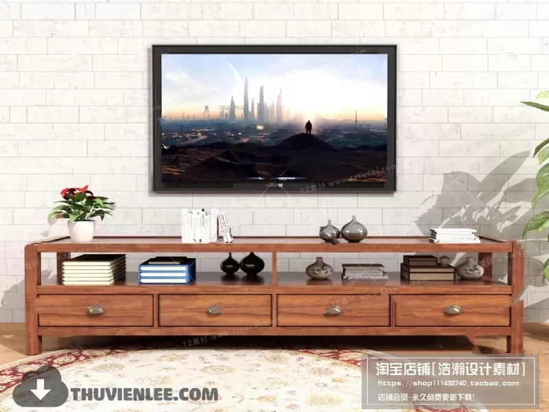 3DSKYFREE – TV SHELF 3DS MAX MODELS