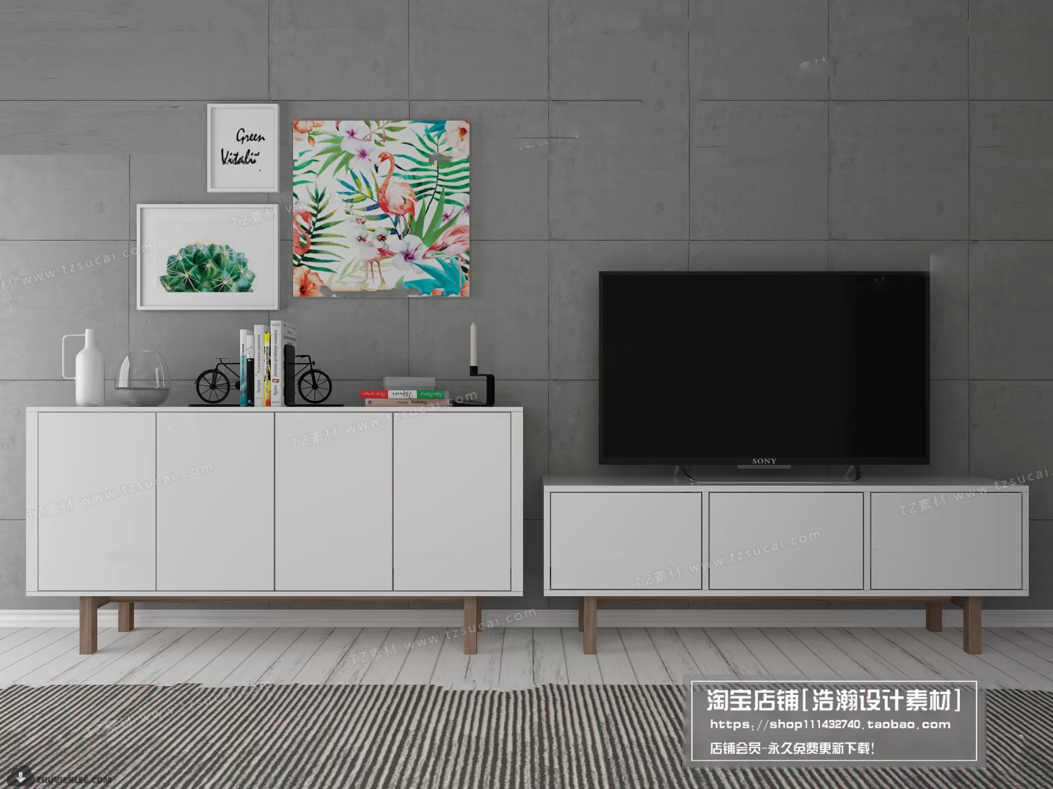 3DSKYFREE – TV SHELF 3DS MAX MODELS