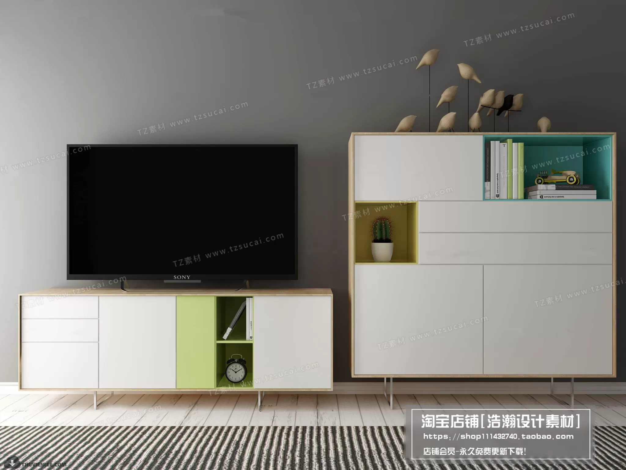 FURNITURE – TV SHELF 3D MODELS – 166
