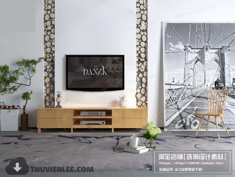 3DSKYFREE – TV SHELF 3DS MAX MODELS