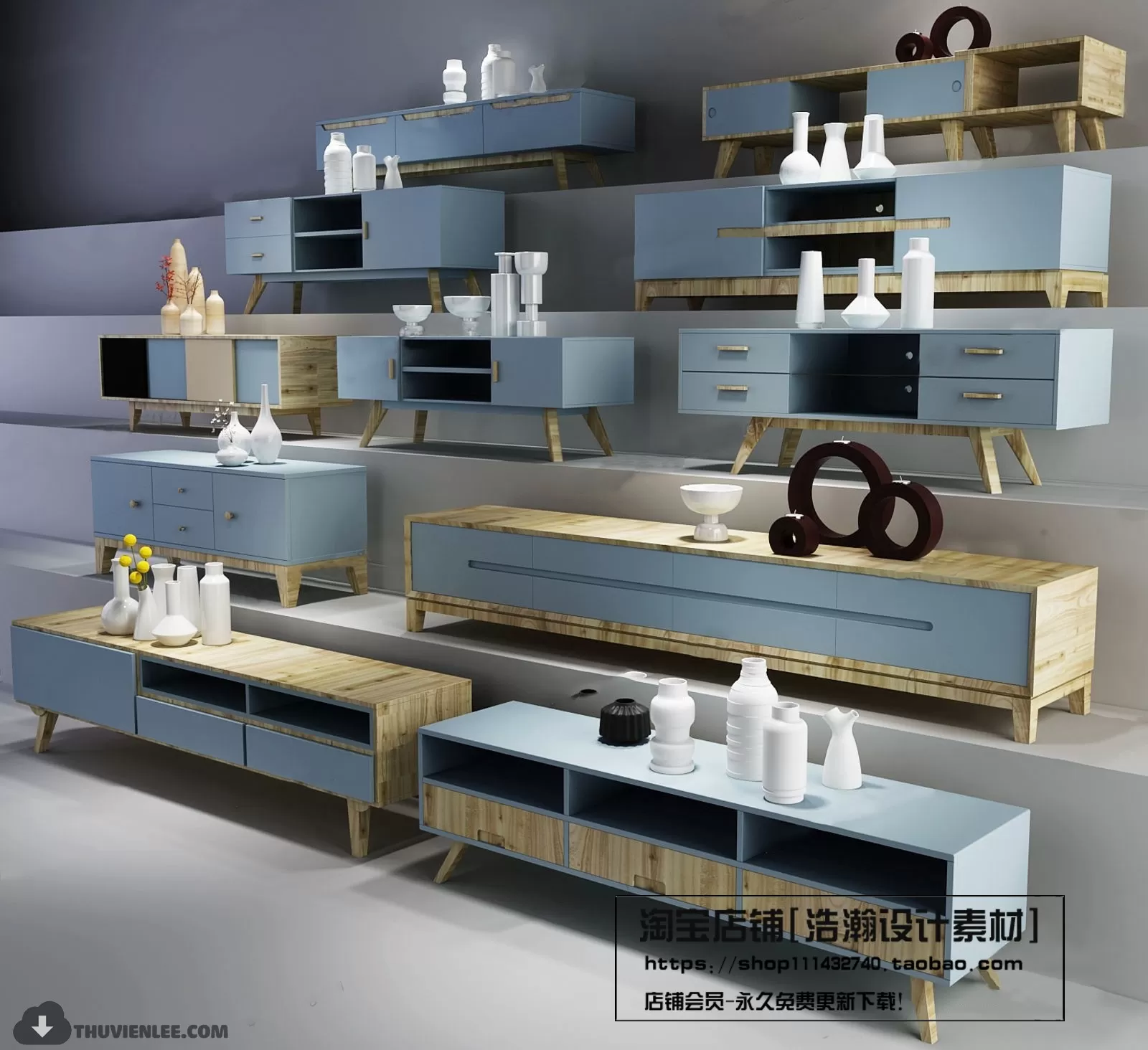 3DSKYFREE – TV SHELF 3DS MAX MODELS