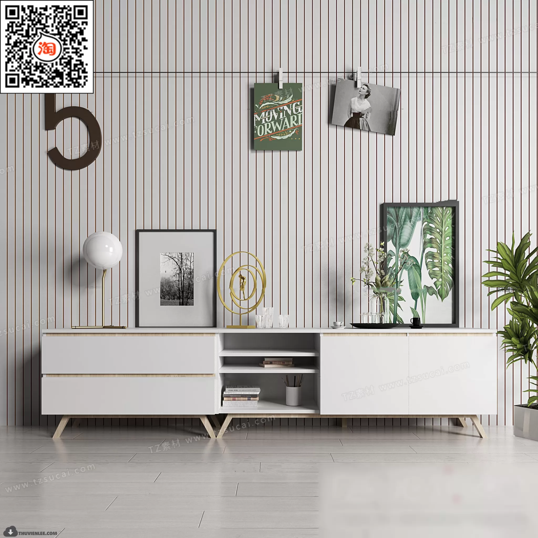 3DSKYFREE – TV SHELF 3DS MAX MODELS