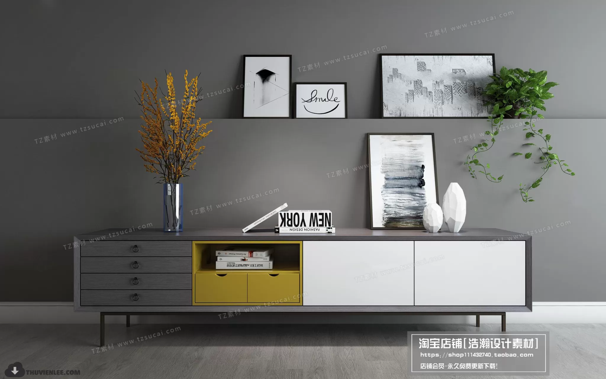 3DSKYFREE – TV SHELF 3DS MAX MODELS