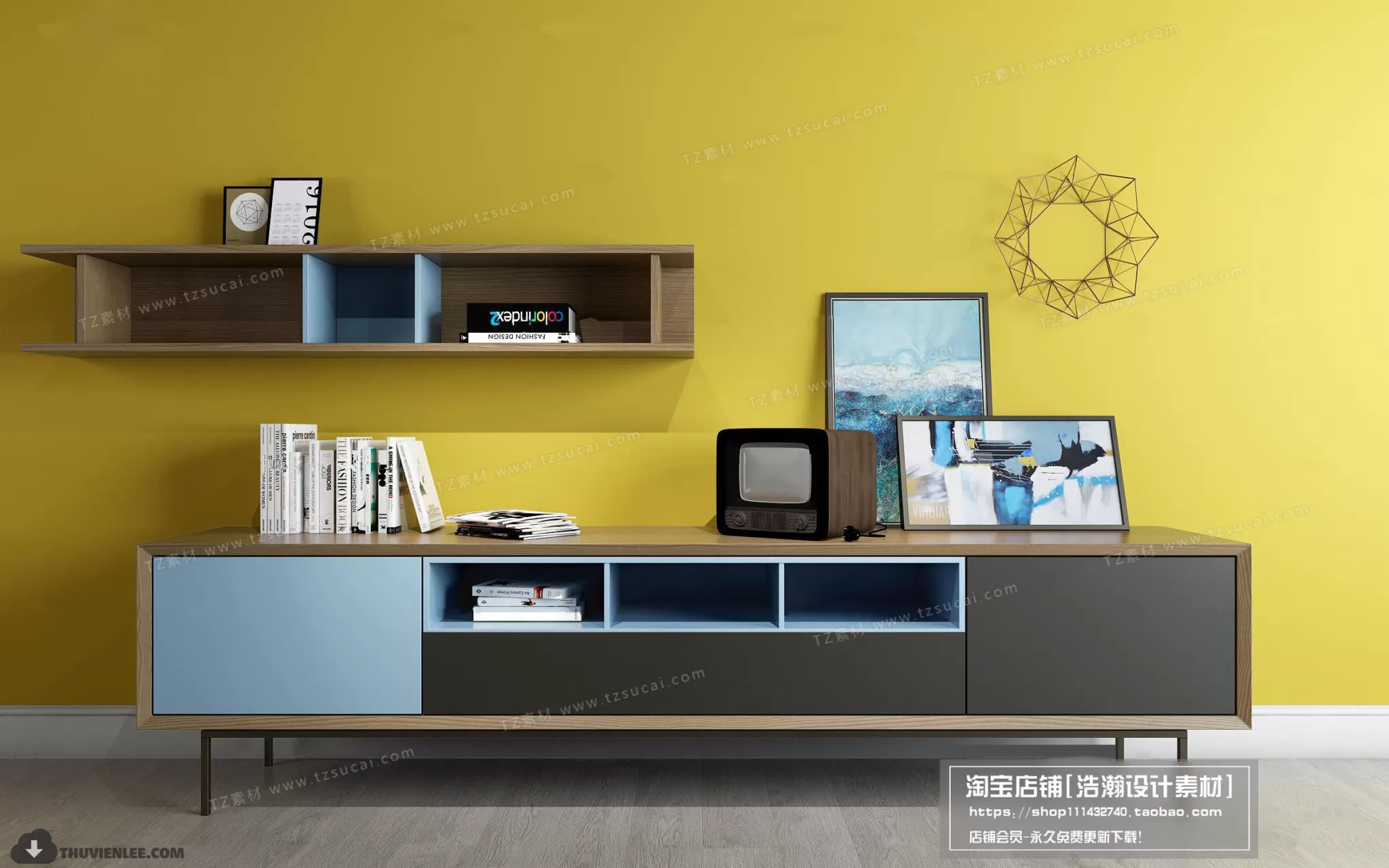 3DSKYFREE – TV SHELF 3DS MAX MODELS