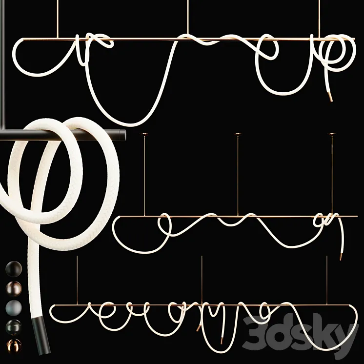 3Luke Lamp long Pendant light (Tracer Bar 2_10 &14ft) | 3lights || 5mat | 3D Model Free